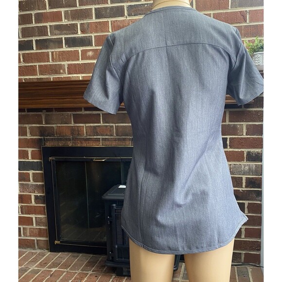 Grey’s Anatomy By Barco Size XXS  gray Scrub Top Short Sleeve V Neck Pockets - Picture 2 of 11